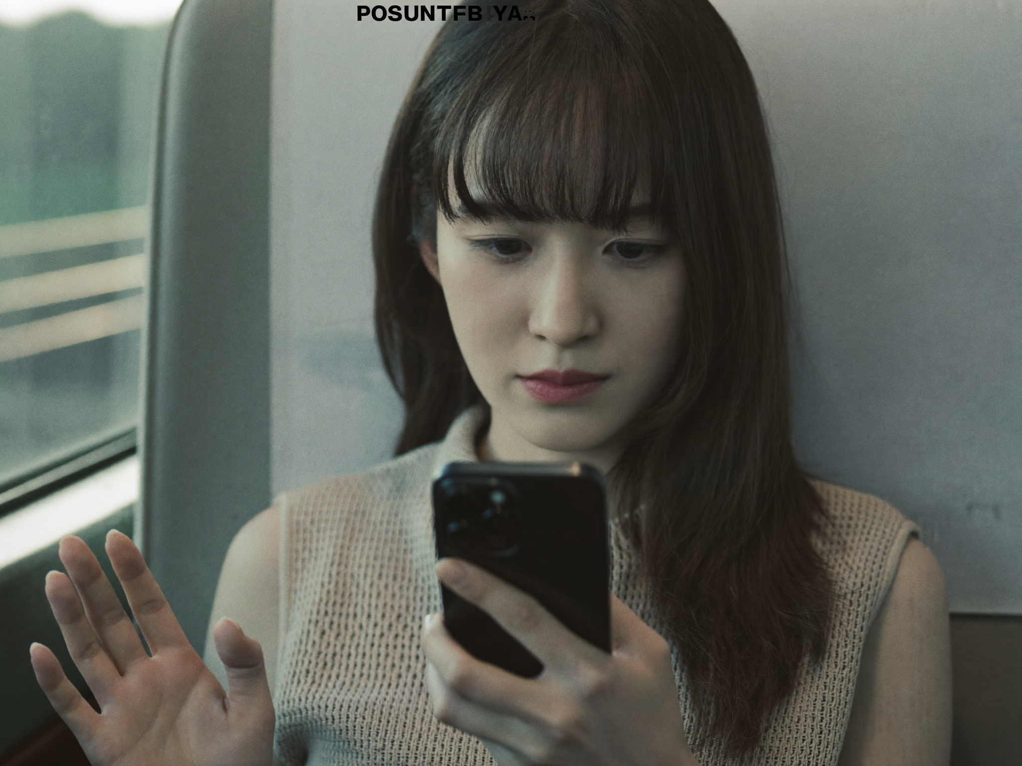 電車で警戒した表情の女性